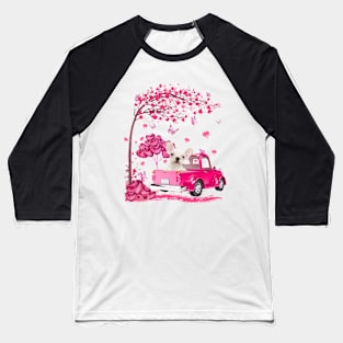 Valentine's Day Love Pickup Truck White French Bulldog Baseball T-Shirt